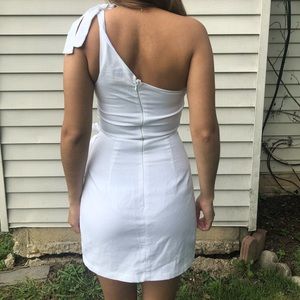 KEEPING IT TOGETHER DRESS IN WHITE LINEN LOOK
